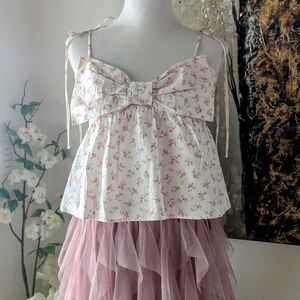 Floral White and Pink Women's Blouse